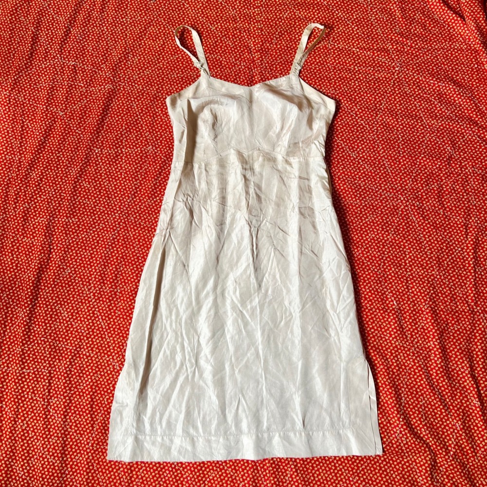 Vintage 1960s rayon Slip Dress Adjustable Straps Side Zip Midi
